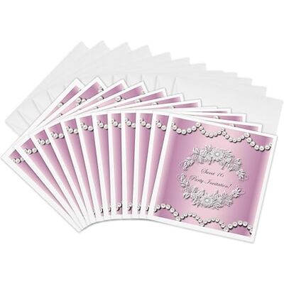 3dRose gc_33054_2 6 x 6-Inch "Sweet 16 Party Invitation" Greeting Card (Pack of 12) 3dRose gc_33054_2 6 x 6-Inch "Sweet 16 Party Invitation" Greeting Card (Pack of 12)