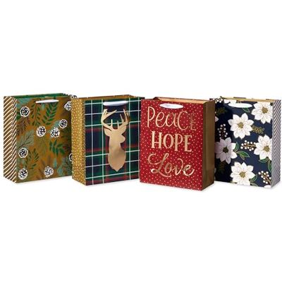 American Greetings 13" Large Christmas Gift Bags, Greenery and Lettering (4 Bags) American Greetings 13" Large Christmas Gift Bags, Greenery and Lettering (4 Bags)