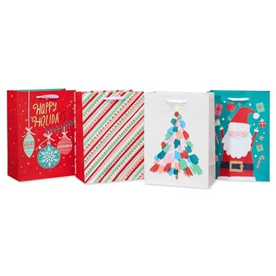 American Greetings 10" Medium Christmas Gift Bags, Trees, Donuts and Snowman (4 Bags) American Greetings 10" Medium Christmas Gift Bags, Trees, Donuts and Snowman (4 Bags)