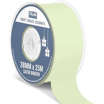 Italian Options Satin Ribbon, Fabric Ribbons for Gift Wrapping, Crafting, Balloons, Wedding Car, Presents, Cake, Christmas, Birthday, Gift Wrap Accessories, 38mm Wide x 25 Metre Roll, Light Green Italian Options Satin Ribbon, Fabric Ribbons for Gift Wrapping, Crafting, Balloons, Wedding Car, Presents, Cake, Christmas, Birthday, Gift Wrap Accessories, 38mm Wide x 25 Metre Roll, Light Green