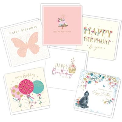 Piccadilly Greetings Luxury Square Birthday Cards Multipack Pack of 6 assorted Birthday Cards 19 x 14.5 cm Includes White Envelopes Made in UK Piccadilly Greetings Luxury Square Birthday Cards Multipack Pack of 6 assorted Birthday Cards 19 x 14.5 cm Includes White Envelopes Made in UK