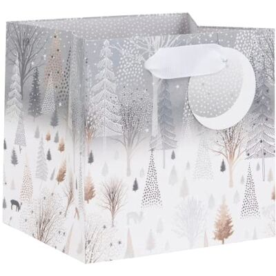 Glick Luxury Christmas Bag, Small Short Winter Forest, Gorgeous Gift Bag for Small Xmas Presents, Measures 13.5w x 13h x 11d cms Glick Luxury Christmas Bag, Small Short Winter Forest, Gorgeous Gift Bag for Small Xmas Presents, Measures 13.5w x 13h x 11d cms