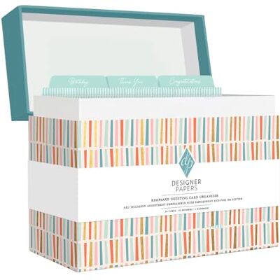 DESIGNERGREETINGS Designer Papers All-Occasion Greeting Card Boxed Assortment (24 Cards with Envelopes) Multicolor Striped Organizer Box – Birthday, Thank You, Get Well, Sympathy, Wedding, New Baby and Congratulations DESIGNERGREETINGS Designer Papers All-Occasion Greeting Card Boxed Assortment (24 Cards with Envelopes) Multicolor Striped Organizer Box – Birthday, Thank You, Get Well, Sympathy, Wedding, New Baby and Congratulations