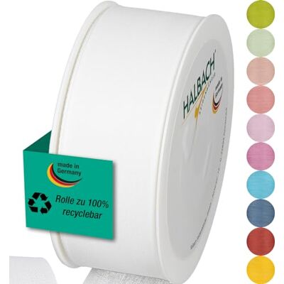 Halbach Seidenbänder Gift Ribbon Width 40 mm Length 25 m Ribbon Made in Germany Gift Ribbons in a Variety of Colours and Widths Perfect for Packaging and Decorating, Colour: White Halbach Seidenbänder Gift Ribbon Width 40 mm Length 25 m Ribbon Made in Germany Gift Ribbons in a Variety of Colours and Widths Perfect for Packaging and Decorating, Colour: White