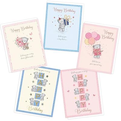 Piccadilly Greetings Teddy Bear Birthday Cards Multipack Pack of 5 assorted Birthday Cards 19 x 14.5 cm Includes White Envelopes Made in UK Piccadilly Greetings Teddy Bear Birthday Cards Multipack Pack of 5 assorted Birthday Cards 19 x 14.5 cm Includes White Envelopes Made in UK