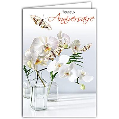 AFIE 65-1299 Birthday Card with White Orchids and Butterflies 12 x 17.5 cm AFIE 65-1299 Birthday Card with White Orchids and Butterflies 12 x 17.5 cm