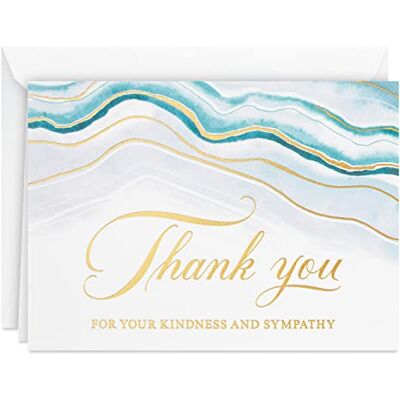Hallmark Funeral Thank You Cards, Watercolor Agate (20 Thank You for Your Sympathy Cards with Envelopes) Hallmark Funeral Thank You Cards, Watercolor Agate (20 Thank You for Your Sympathy Cards with Envelopes)