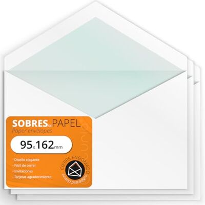 OFITURIA White Letter Envelopes, Paper Envelopes with Pointed Flap, Envelopes for Invitations and Letters, Paper Envelopes for Gift Card, Birthday, Wedding or Communion (95x162mm, 25pcs) OFITURIA White Letter Envelopes, Paper Envelopes with Pointed Flap, Envelopes for Invitations and Letters, Paper Envelopes for Gift Card, Birthday, Wedding or Communion (95x162mm, 25pcs)