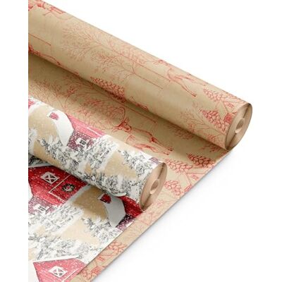 Kraft & Co Christmas Wrapping Paper Roll 2 Pack, 44.5cm x 25m Snow Kraft & Co Christmas Wrapping Paper Roll 2 Pack, 44.5cm x 25m Snow