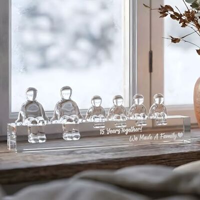 Ornalrist Crystal 15th Anniversary Wedding Gifts for Her Wife, Keepsake for Him Husband 15 Years Together We Made A Family Glass Decoration (4 Children) Ornalrist Crystal 15th Anniversary Wedding Gifts for Her Wife, Keepsake for Him Husband 15 Years Together We Made A Family Glass Decoration (4 Children)