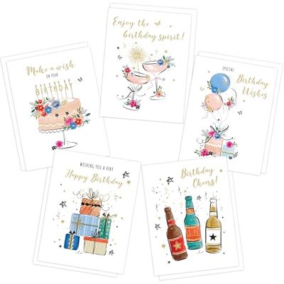 Piccadilly Greetings Celebration Party Birthday Cards Multipack Pack of 5 assorted Birthday Cards 19 x 14.5 cm Includes White Envelopes Made in UK Piccadilly Greetings Celebration Party Birthday Cards Multipack Pack of 5 assorted Birthday Cards 19 x 14.5 cm Includes White Envelopes Made in UK