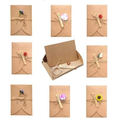 Juliyeh 8 Pieces Vintage Postcards, 17.5 * 11cm Dried Flowers Decorated Postcard, Cards with Envelope, Handmade Retro Kraft Paper for Greeting Card, Mother's Day Card, etc. Juliyeh 8 Pieces Vintage Postcards, 17.5 * 11cm Dried Flowers Decorated Postcard, Cards with Envelope, Handmade Retro Kraft Paper for Greeting Card, Mother's Day Card, etc.