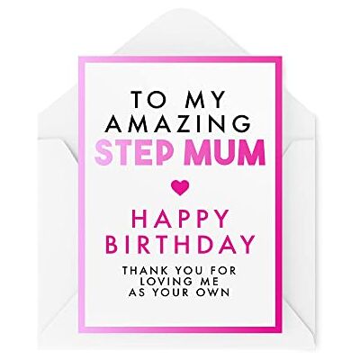 Tongue in Peach Step Mum Birthday Cards Stepmum Cards for Her Birthday Card to My Amazing Step Mum Happy Birthday Thanks for Loving Me As Your Own CBH280, White, A5, TIP_Card_CBH280 Tongue in Peach Step Mum Birthday Cards Stepmum Cards for Her Birthday Card to My Amazing Step Mum Happy Birthday Thanks for Loving Me As Your Own CBH280, White, A5, TIP_Card_CBH280