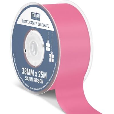 Italian Options Satin Ribbon, Fabric Ribbons for Gift Wrapping, Crafting, Balloons, Wedding Car, Presents, Cake, Christmas, Birthday, Gift Wrap Accessories, 38mm Wide x 25 Metre Roll, Hot Pink Italian Options Satin Ribbon, Fabric Ribbons for Gift Wrapping, Crafting, Balloons, Wedding Car, Presents, Cake, Christmas, Birthday, Gift Wrap Accessories, 38mm Wide x 25 Metre Roll, Hot Pink