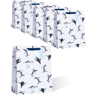 UK Greetings Multipack of 6 Large Gift Bags for Him/Her/Friend For Christmas Icy Penguins Design UK Greetings Multipack of 6 Large Gift Bags for Him/Her/Friend For Christmas Icy Penguins Design