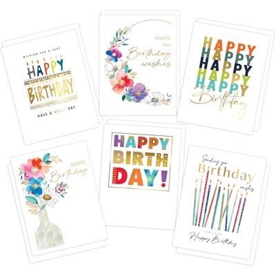 Piccadilly Greetings Modern Typography Birthday Cards Multipack Pack of 6 assorted Birthday Cards 19 x 14.5 cm Includes White Envelopes Made in UK Piccadilly Greetings Modern Typography Birthday Cards Multipack Pack of 6 assorted Birthday Cards 19 x 14.5 cm Includes White Envelopes Made in UK