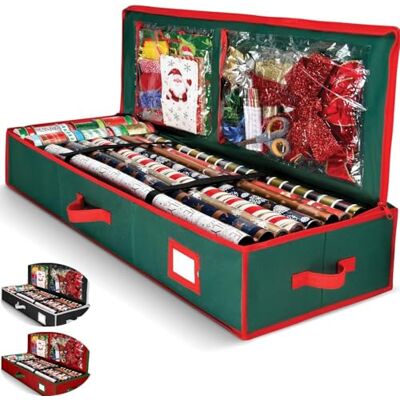 Homior Premium Gift Wrap Organizer, Christmas Wrapping Paper Storage Bag w/Useful Pockets for Xmas Accessories, Fits upto 24 Rolls, Large Capacity Storage Box, 1 Count (Pack of 1) Homior Premium Gift Wrap Organizer, Christmas Wrapping Paper Storage Bag w/Useful Pockets for Xmas Accessories, Fits upto 24 Rolls, Large Capacity Storage Box, 1 Count (Pack of 1)