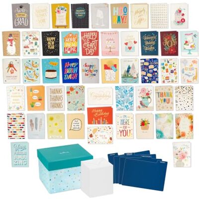 Hallmark All Occasion Boxed Set of Assorted Blank Greeting Cards with Card Organizer (Pack of 100)—Birthday, Thank You, Congratulations, Wedding, Baby, Thinking of You, Sympathy Hallmark All Occasion Boxed Set of Assorted Blank Greeting Cards with Card Organizer (Pack of 100)—Birthday, Thank You, Congratulations, Wedding, Baby, Thinking of You, Sympathy