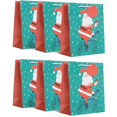 UK Greetings Multipack of 6 Large Christmas Gift Bags Santa & Bike Design Party/Gift Bag Pack of 6 33 x 26.7cm UK Greetings Multipack of 6 Large Christmas Gift Bags Santa & Bike Design Party/Gift Bag Pack of 6 33 x 26.7cm