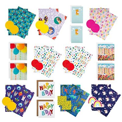 Hallmark Kids Birthday Cards, Wrap and Tags Bundle 8 Gift Wrap and Tag Packs in 7 Designs and 8 Cards in 4 Designs Hallmark Kids Birthday Cards, Wrap and Tags Bundle 8 Gift Wrap and Tag Packs in 7 Designs and 8 Cards in 4 Designs