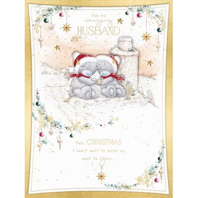 Me To You Luxury Boxed Christmas Card For A Wonderful Husband, Tatty Teddy Bears Sit Snuggled Together In The Snow 12 X 9 Inches Official Collection Me To You Luxury Boxed Christmas Card For A Wonderful Husband, Tatty Teddy Bears Sit Snuggled Together In The Snow 12 X 9 Inches Official Collection
