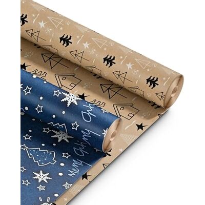 Kraft & Co Christmas Wrapping Paper Roll 2 Pack, 44.5cm x 25m Jingle Kraft & Co Christmas Wrapping Paper Roll 2 Pack, 44.5cm x 25m Jingle