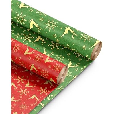 Kraft & Co 2 Pack Christmas Wrapping Paper Roll Festive Designed Recyclable Kraft Paper, Perfect for Holiday Gifts, Arts & Crafts-Wrapping for a Merry Christmas (44.5cm x 25m) (Reindeer) Kraft & Co 2 Pack Christmas Wrapping Paper Roll Festive Designed Recyclable Kraft Paper, Perfect for Holiday Gifts, Arts & Crafts-Wrapping for a Merry Christmas (44.5cm x 25m) (Reindeer)
