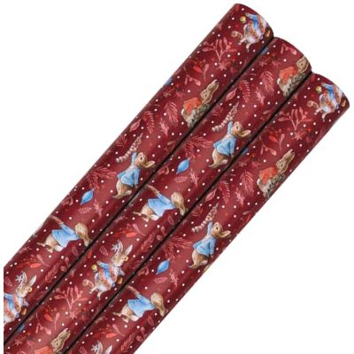 Hallmark 12M Peter Rabbit Christmas Wrapping Paper Roll, 3 Pack, 4M Each Pack of 3 Peter Rabbit Wrapping Paper Rolls for Christmas. Each roll contains 4 metres of paper of a single design. Hallmark 12M Peter Rabbit Christmas Wrapping Paper Roll, 3 Pack, 4M Each Pack of 3 Peter Rabbit Wrapping Paper Rolls for Christmas. Each roll contains 4 metres of paper of a single design.