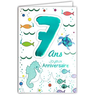 AFIE Girls Sea Turtle Seahorse Fish Boys 'MV 69-2007 Happy Birthday Card Age 7 Years AFIE Girls Sea Turtle Seahorse Fish Boys 'MV 69-2007 Happy Birthday Card Age 7 Years
