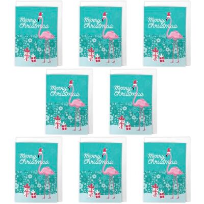 Artery8 Flamingo in Santa Hat Christmas Cards Set of 8 A6 Size Floral Snowflakes and Presents Artery8 Flamingo in Santa Hat Christmas Cards Set of 8 A6 Size Floral Snowflakes and Presents