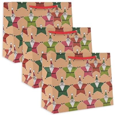 UK Greetings Multipack of 3 Large Gift Bags for Christmas Him/Her/Friend Santa Kraft Design 33 x 26.7 x 13.7 cm UK Greetings Multipack of 3 Large Gift Bags for Christmas Him/Her/Friend Santa Kraft Design 33 x 26.7 x 13.7 cm