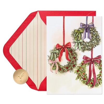 Papyrus Holiday Card, Decorative Christmas Wreaths with Bows, Perfect for Anyone (Season With Joy) Papyrus Holiday Card, Decorative Christmas Wreaths with Bows, Perfect for Anyone (Season With Joy)
