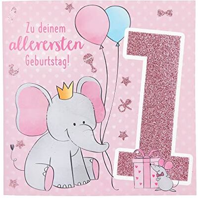Depesche 11515-001 Number Card for 1st Birthday with Music, Refined Folding Card with Original Text Inside Including Envelope, Format 15.5 x 15.5 cm Depesche 11515-001 Number Card for 1st Birthday with Music, Refined Folding Card with Original Text Inside Including Envelope, Format 15.5 x 15.5 cm