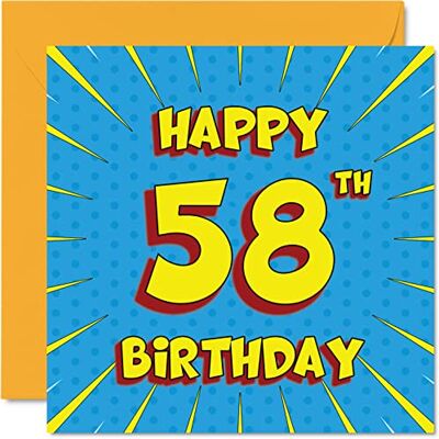 Stuff4 Fun 58th Birthday Cards for Men Woman Comic Book Happy Birthday Card for Nanny Uncle Grandma Dad Mum Grandad Friend Cousin Auntie, 145mm Greeting Cards, 58th Card Stuff4 Fun 58th Birthday Cards for Men Woman Comic Book Happy Birthday Card for Nanny Uncle Grandma Dad Mum Grandad Friend Cousin Auntie, 145mm Greeting Cards, 58th Card