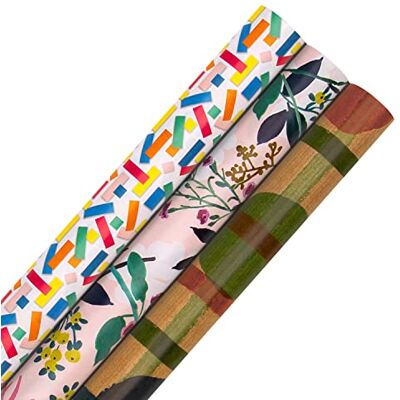 Hallmark Multi Occasion Wrapping Paper Bundle 3 Rolls in 3 Bright Designs Hallmark Multi Occasion Wrapping Paper Bundle 3 Rolls in 3 Bright Designs