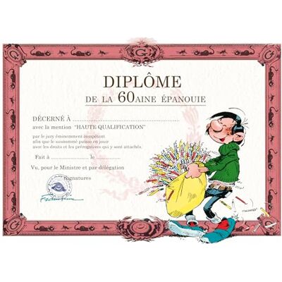 AFIE Gaston Lagaffe 60th Graduation Birthday Card – Bag Candles Cake AFIE Gaston Lagaffe 60th Graduation Birthday Card – Bag Candles Cake