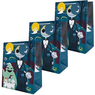 Hallmark Large Gift Bags, The Nightmare Before Christmas, Disney, 3-Pack 33x26.5x14.6cm, Blue with Jack Skellington, Sturdy Handles, Bat Gift Tags, Recyclable Hallmark Large Gift Bags, The Nightmare Before Christmas, Disney, 3-Pack 33x26.5x14.6cm, Blue with Jack Skellington, Sturdy Handles, Bat Gift Tags, Recyclable
