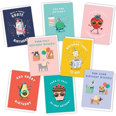 Piccadilly Greetings Funny Pun Birthday Cards Multipack Pack of 8 assorted Birthday Cards 19 x 14.5 cm Includes White Envelopes Made in UK Piccadilly Greetings Funny Pun Birthday Cards Multipack Pack of 8 assorted Birthday Cards 19 x 14.5 cm Includes White Envelopes Made in UK