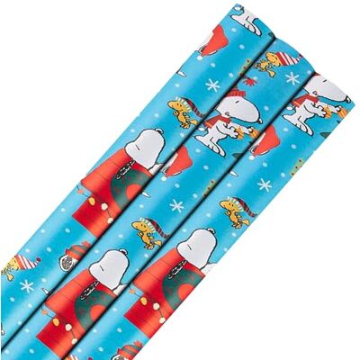 Hallmark 6M Wrapping Paper, Pack of 3, Peanuts, Snoopy & Woodstock, 2M Each, Christmas Hallmark 6M Wrapping Paper, Pack of 3, Peanuts, Snoopy & Woodstock, 2M Each, Christmas