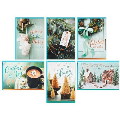 Hallmark Boxed Christmas Card Assortment, 'Tis the Season (72 Cards and 72 Envelopes) Bottle Brush Trees, Cocoa, Rustic Wreath, Mittens Hallmark Boxed Christmas Card Assortment, 'Tis the Season (72 Cards and 72 Envelopes) Bottle Brush Trees, Cocoa, Rustic Wreath, Mittens