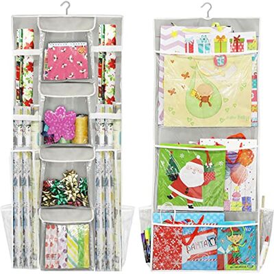 Simple Houseware Double-Sided Hanging Gift Wrap Organizer Storage Pockets, (Set of 1) Simple Houseware Double-Sided Hanging Gift Wrap Organizer Storage Pockets, (Set of 1)