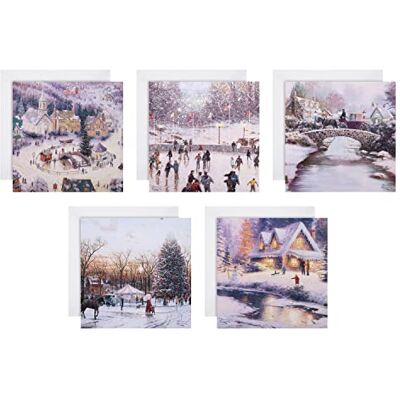 Hallmark Multipack Christmas Cards, Charity Cards, Pack of 30 in 5 Thomas Kinkade Designs, Ice Skating, Winter Activities Hallmark Multipack Christmas Cards, Charity Cards, Pack of 30 in 5 Thomas Kinkade Designs, Ice Skating, Winter Activities
