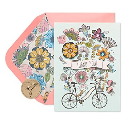 Papyrus Thank You Cards with Envelopes, Flowers & Bike with Glitter (8-Count) Papyrus Thank You Cards with Envelopes, Flowers & Bike with Glitter (8-Count)