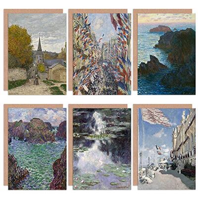 Artery8 - Claude Monet Water Lillies Belle Paris Sainte Adresse - Blue - Greeting Card Artery8 - Claude Monet Water Lillies Belle Paris Sainte Adresse - Blue - Greeting Card