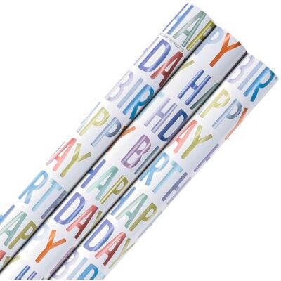 Hallmark Wendy Jones Blackett Design 'Happy Birthday' Wrapping Paper Multipack 6m 3x2m Rolls Hallmark Wendy Jones Blackett Design 'Happy Birthday' Wrapping Paper Multipack 6m 3x2m Rolls