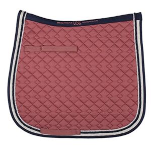 USG General Purpose Quillted Saddle Cloth with Double Rope Piping, Full, Navy/ Ice Blue/ Ecru with Border, Navy/ Ice Blue
