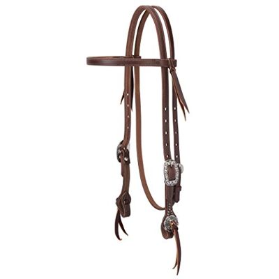 Weaver Leather Working Tack Straight Browband Headstall with Floral Hardware Weaver Leather Working Tack Straight Browband Headstall with Floral Hardware
