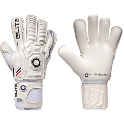 Elite Sports Goalkeeper Gloves with Double Wrapped Thumb and Durable Latex. Reinforced Backing Foam on the Shock Zone with AVM Fabric and 4 Removable Finger Protectors for Extra Finger Support. Elite Sports Goalkeeper Gloves with Double Wrapped Thumb and Durable Latex. Reinforced Backing Foam on the Shock Zone with AVM Fabric and 4 Removable Finger Protectors for Extra Finger Support.