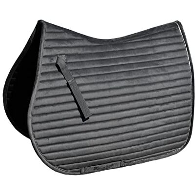 Rhinegold Diamante Channel Quilt GP Saddle Pad-Cob-LavaGrey Rhinegold Diamante Channel Quilt GP Saddle Pad-Cob-LavaGrey