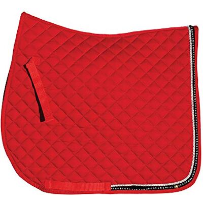 Rhinegold Elite Diamante Trim Saddle Cloth-Cob-Red Rhinegold Elite Diamante Trim Saddle Cloth-Cob-Red